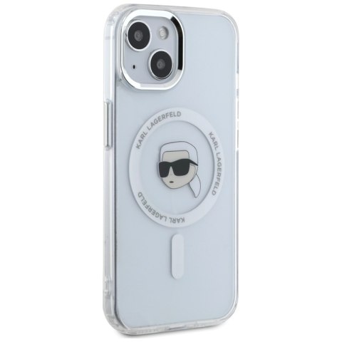 Karl Lagerfeld IML Metal Karl Head MagSafe - Etui do iPhone 15 Plus (biały) Karl Lagerfeld IML Metal Karl Head MagSafe - Etui do iPhone 15 Plus (biały)