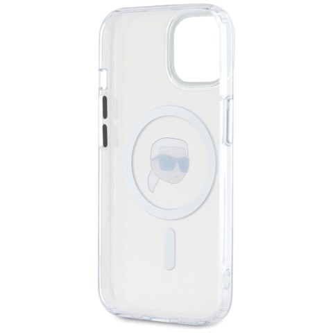 Karl Lagerfeld IML Metal Karl Head MagSafe - Etui do iPhone 15 Plus (biały) Karl Lagerfeld IML Metal Karl Head MagSafe - Etui do iPhone 15 Plus (biały)