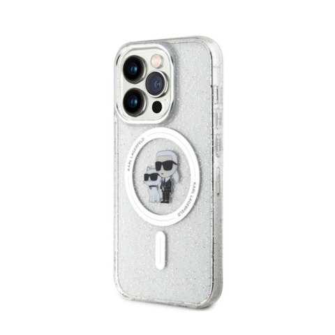 Karl Lagerfeld Karl & Choupette Glitter Magsafe - Etui iPhone 15 Pro (przezroczysty) Karl Lagerfeld Karl & Choupette Glitter Magsafe - Etui iPhone 15 Pro (przezroczysty)