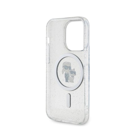 Karl Lagerfeld Karl & Choupette Glitter Magsafe - Etui iPhone 15 Pro (przezroczysty) Karl Lagerfeld Karl & Choupette Glitter Magsafe - Etui iPhone 15 Pro (przezroczysty)