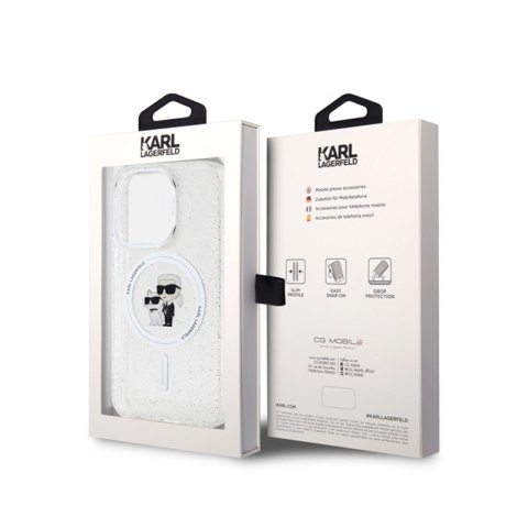 Karl Lagerfeld Karl & Choupette Glitter Magsafe - Etui iPhone 15 Pro (przezroczysty) Karl Lagerfeld Karl & Choupette Glitter Magsafe - Etui iPhone 15 Pro (przezroczysty)