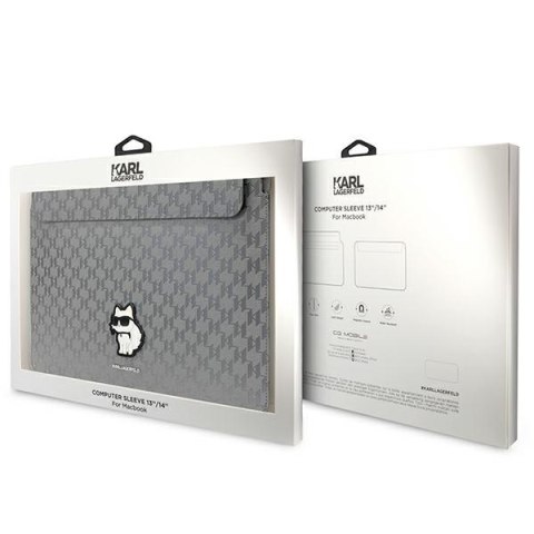 Karl Lagerfeld NFT Saffiano Monogram Ikonik Choupette Sleeve - Etui na notebook 14" (Srebrny) Karl Lagerfeld NFT Saffiano Monogram Ikonik Choupette Sleeve - Etui na notebook 14" (Srebrny)