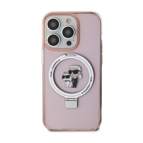 Karl Lagerfeld Ring Stand Karl & Choupette MagSafe - Etui iPhone 15 Pro (różowy) Karl Lagerfeld Ring Stand Karl & Choupette MagSafe - Etui iPhone 15 Pro (różowy)