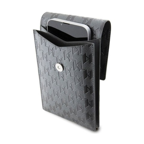Karl Lagerfeld Saffiano Monogram Ikonik - Torebka crossbody na telefon (srebrny) Karl Lagerfeld Saffiano Monogram Ikonik - Torebka crossbody na telefon (srebrny)