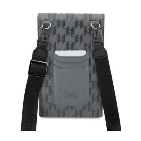 Karl Lagerfeld Saffiano Monogram Ikonik - Torebka crossbody na telefon (srebrny) Karl Lagerfeld Saffiano Monogram Ikonik - Torebka crossbody na telefon (srebrny)