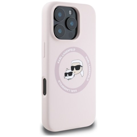 Karl Lagerfeld Silicone Double Heads And Circle MagSafe - Etui do iPhone 16 Pro Max (różowy) Karl Lagerfeld Silicone Double Heads And Circle MagSafe - Etui do iPhone 16 Pro Max (różowy)