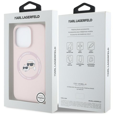 Karl Lagerfeld Silicone Double Heads And Circle MagSafe - Etui do iPhone 16 Pro Max (różowy) Karl Lagerfeld Silicone Double Heads And Circle MagSafe - Etui do iPhone 16 Pro Max (różowy)