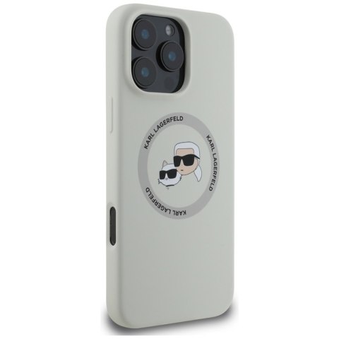 Karl Lagerfeld Silicone Double Heads And Circle MagSafe - Etui do iPhone 16 Pro (beżowy) Karl Lagerfeld Silicone Double Heads And Circle MagSafe - Etui do iPhone 16 Pro (beżowy)