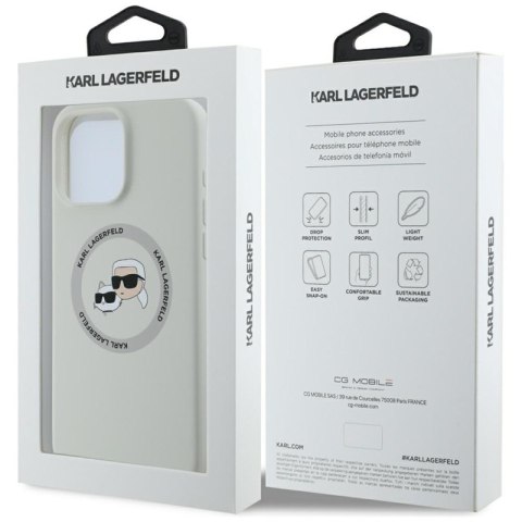 Karl Lagerfeld Silicone Double Heads And Circle MagSafe - Etui do iPhone 16 Pro (beżowy) Karl Lagerfeld Silicone Double Heads And Circle MagSafe - Etui do iPhone 16 Pro (beżowy)