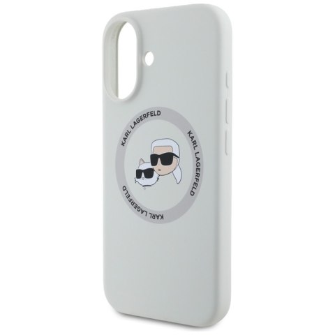 Karl Lagerfeld Silicone Double Heads And Circle MagSafe - Etui do iPhone 16 (beżowy) Karl Lagerfeld Silicone Double Heads And Circle MagSafe - Etui do iPhone 16 (beżowy)