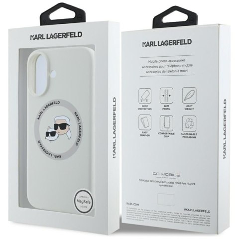 Karl Lagerfeld Silicone Double Heads And Circle MagSafe - Etui do iPhone 16 (beżowy) Karl Lagerfeld Silicone Double Heads And Circle MagSafe - Etui do iPhone 16 (beżowy)