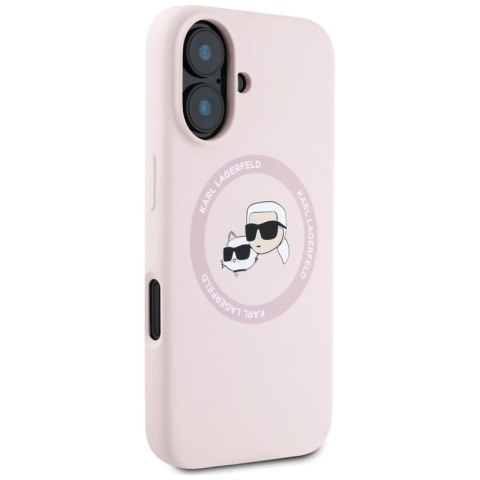 Karl Lagerfeld Silicone Double Heads And Circle MagSafe - Etui do iPhone 16 (różowy) Karl Lagerfeld Silicone Double Heads And Circle MagSafe - Etui do iPhone 16 (różowy)