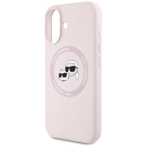 Karl Lagerfeld Silicone Double Heads And Circle MagSafe - Etui do iPhone 16 (różowy) Karl Lagerfeld Silicone Double Heads And Circle MagSafe - Etui do iPhone 16 (różowy)