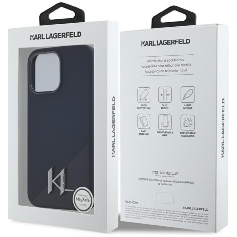 Karl Lagerfeld Silicone Shadow Metal Initial MagSafe - Etui do iPhone 15 Pro (czarny) Karl Lagerfeld Silicone Shadow Metal Initial MagSafe - Etui do iPhone 15 Pro (czarny)