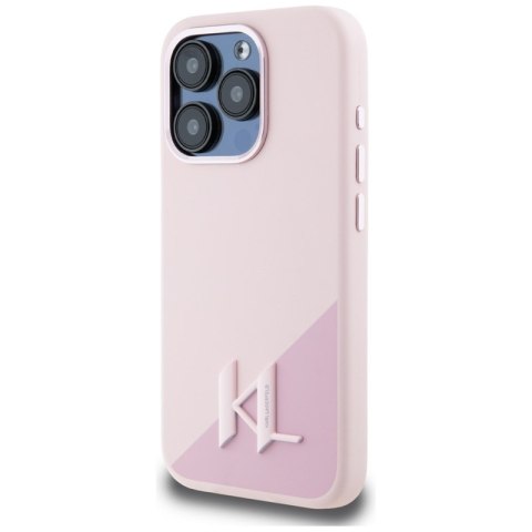 Karl Lagerfeld Silicone Shadow Metal Initial MagSafe - Etui do iPhone 15 Pro (różowy) Karl Lagerfeld Silicone Shadow Metal Initial MagSafe - Etui do iPhone 15 Pro (różowy)