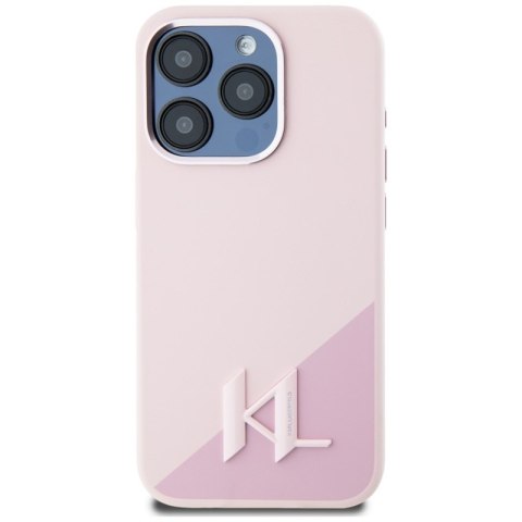 Karl Lagerfeld Silicone Shadow Metal Initial MagSafe - Etui do iPhone 15 Pro (różowy) Karl Lagerfeld Silicone Shadow Metal Initial MagSafe - Etui do iPhone 15 Pro (różowy)