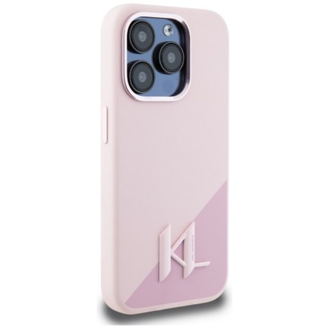 Karl Lagerfeld Silicone Shadow Metal Initial MagSafe - Etui do iPhone 15 Pro (różowy) Karl Lagerfeld Silicone Shadow Metal Initial MagSafe - Etui do iPhone 15 Pro (różowy)