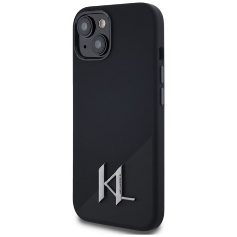 Karl Lagerfeld Silicone Shadow Metal Initial MagSafe - Etui do iPhone 15 (czarny) Karl Lagerfeld Silicone Shadow Metal Initial MagSafe - Etui do iPhone 15 (czarny)