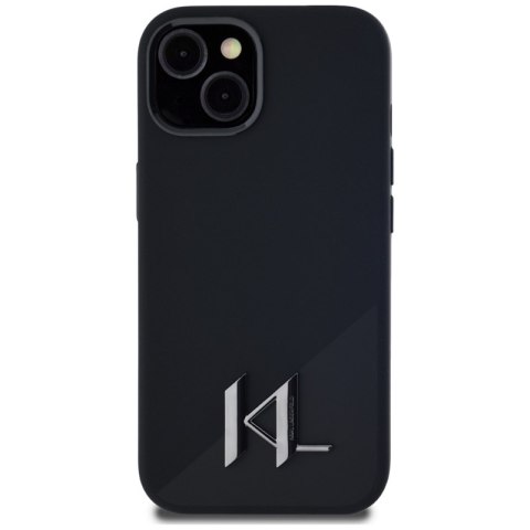 Karl Lagerfeld Silicone Shadow Metal Initial MagSafe - Etui do iPhone 15 (czarny) Karl Lagerfeld Silicone Shadow Metal Initial MagSafe - Etui do iPhone 15 (czarny)