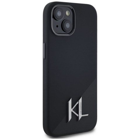 Karl Lagerfeld Silicone Shadow Metal Initial MagSafe - Etui do iPhone 15 (czarny) Karl Lagerfeld Silicone Shadow Metal Initial MagSafe - Etui do iPhone 15 (czarny)