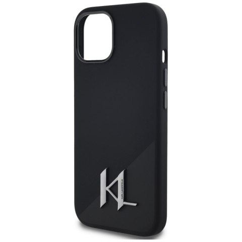 Karl Lagerfeld Silicone Shadow Metal Initial MagSafe - Etui do iPhone 15 (czarny) Karl Lagerfeld Silicone Shadow Metal Initial MagSafe - Etui do iPhone 15 (czarny)