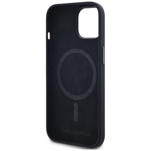 Karl Lagerfeld Silicone Shadow Metal Initial MagSafe - Etui do iPhone 15 (czarny) Karl Lagerfeld Silicone Shadow Metal Initial MagSafe - Etui do iPhone 15 (czarny)