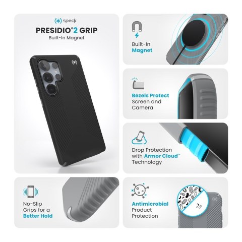 Speck Presidio2 Grip Magnet - Etui Samsung Galaxy S25 Ultra MagSafe (Black/Slate Grey/White) Speck Presidio2 Grip Magnet - Etui Samsung Galaxy S25 Ultra MagSafe (Black/Slate Grey/White)