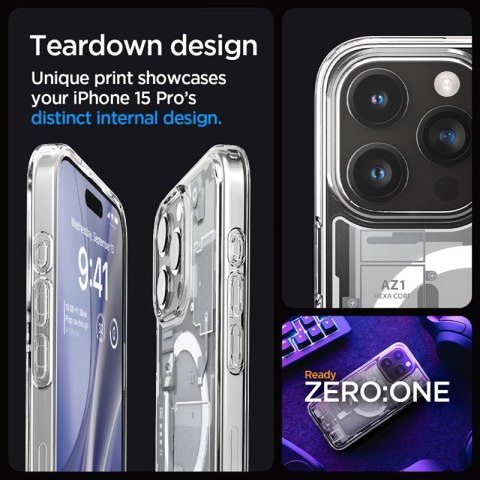 Spigen Ultra Hybrid Mag MagSafe - Etui do iPhone 15 Pro (Zero One White) Spigen Ultra Hybrid Mag MagSafe - Etui do iPhone 15 Pro (Zero One White)