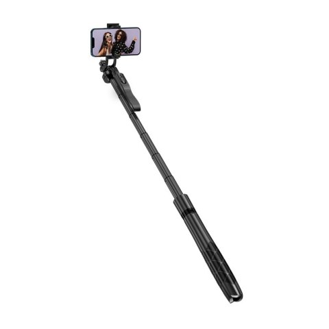 Crong SelfieGo Ultra - Aluminiowy selfie stick Bluetooth tripod (czarny) Crong SelfieGo Ultra - Aluminiowy selfie stick Bluetooth tripod (czarny)