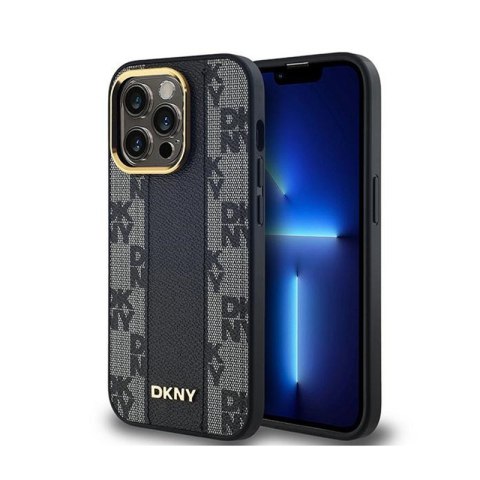 DKNY Leather Checkered Mono Pattern MagSafe - Etui iPhone 13 Pro Max (czarny) DKNY Leather Checkered Mono Pattern MagSafe - Etui iPhone 13 Pro Max (czarny)