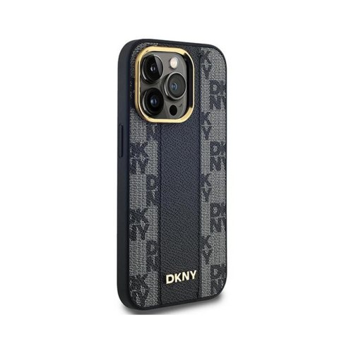 DKNY Leather Checkered Mono Pattern MagSafe - Etui iPhone 13 Pro Max (czarny) DKNY Leather Checkered Mono Pattern MagSafe - Etui iPhone 13 Pro Max (czarny)