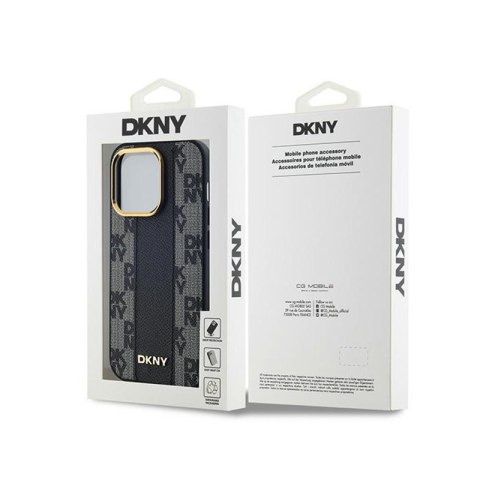 DKNY Leather Checkered Mono Pattern MagSafe - Etui iPhone 13 Pro Max (czarny) DKNY Leather Checkered Mono Pattern MagSafe - Etui iPhone 13 Pro Max (czarny)