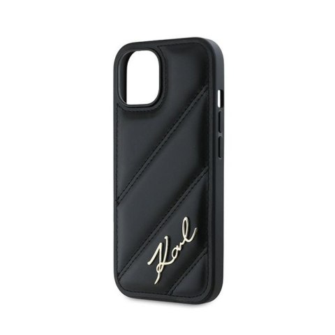 Karl Lagerfeld Diagonal Quilted Script - Etui iPhone 15 / 14 / 13 (czarny) Karl Lagerfeld Diagonal Quilted Script - Etui iPhone 15 / 14 / 13 (czarny)