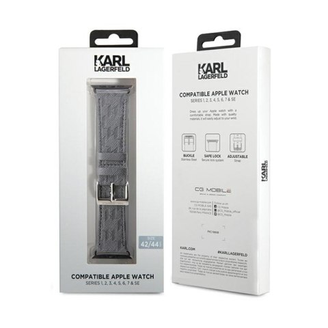 Karl Lagerfeld Saffiano Monogram - Pasek do Apple Watch 42/44/45/49 mm (srebrny) Karl Lagerfeld Saffiano Monogram - Pasek do Apple Watch 42/44/45/49 mm (srebrny)