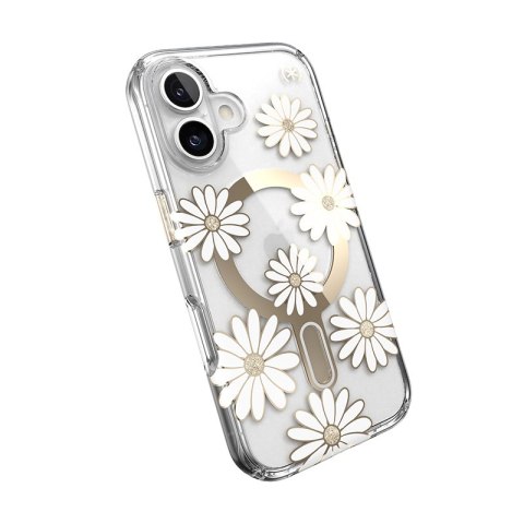 Speck Presidio Lux ClickLock & MagSafe - Etui iPhone 16 (Sunshine Daisies / Clear / Gold) Speck Presidio Lux ClickLock & MagSafe - Etui iPhone 16 (Sunshine Daisies / Clear / Gold)