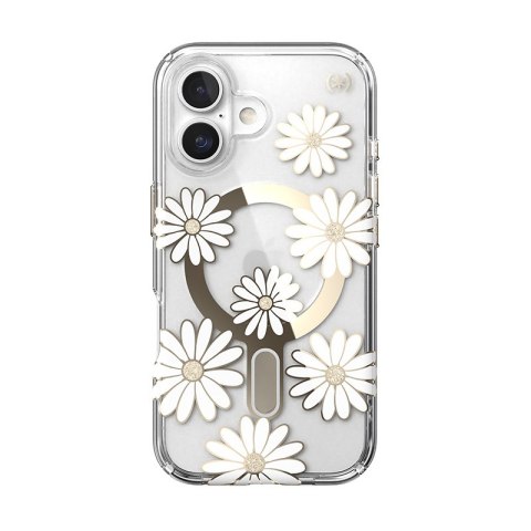 Speck Presidio Lux ClickLock & MagSafe - Etui iPhone 16 (Sunshine Daisies / Clear / Gold) Speck Presidio Lux ClickLock & MagSafe - Etui iPhone 16 (Sunshine Daisies / Clear / Gold)