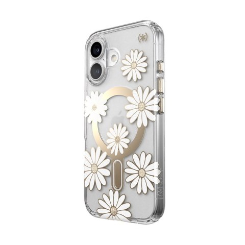 Speck Presidio Lux ClickLock & MagSafe - Etui iPhone 16 (Sunshine Daisies / Clear / Gold) Speck Presidio Lux ClickLock & MagSafe - Etui iPhone 16 (Sunshine Daisies / Clear / Gold)