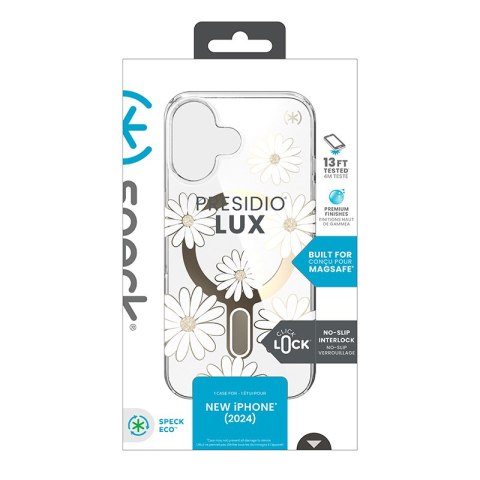 Speck Presidio Lux ClickLock & MagSafe - Etui iPhone 16 (Sunshine Daisies / Clear / Gold) Speck Presidio Lux ClickLock & MagSafe - Etui iPhone 16 (Sunshine Daisies / Clear / Gold)