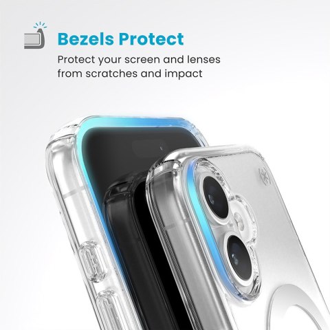 Speck Presidio Perfect-Clear MagSafe - Etui iPhone 16 (Clear / Chrome Finish / Serene Silver) Speck Presidio Perfect-Clear MagSafe - Etui iPhone 16 (Clear / Chrome Finish / Serene Silver)