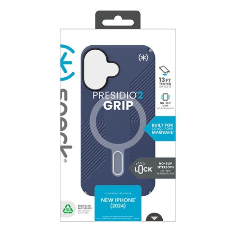 Speck Presidio2 Grip ClickLock & MagSafe - Etui iPhone 16 (Coastal Blue / Dust Grey / White) Speck Presidio2 Grip ClickLock & MagSafe - Etui iPhone 16 (Coastal Blue / Dust Grey / White)