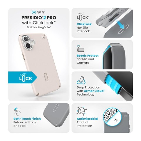 Speck Presidio2 Pro ClickLock & MagSafe - Etui iPhone 16 Plus (Bleached Bone / Heirloom Gold / Hazel Brown) Speck Presidio2 Pro ClickLock & MagSafe - Etui iPhone 16 Plus (Bleached Bone / Heirloom Gold / Hazel Brown)