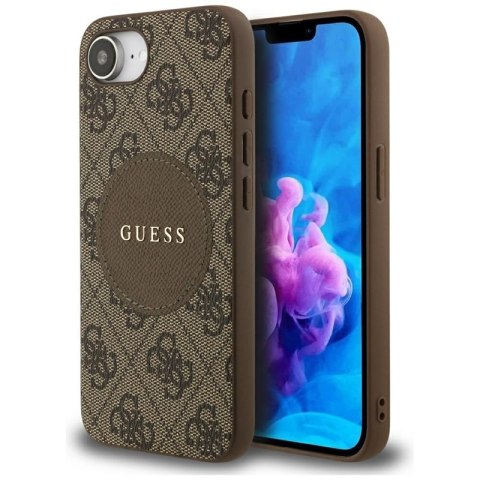 Guess 4G Circle Classic Logo MagSafe - Etui do iPhone 16e (brązowy) Guess 4G Circle Classic Logo MagSafe - Etui do iPhone 16e (brązowy)