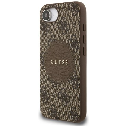 Guess 4G Circle Classic Logo MagSafe - Etui do iPhone 16e (brązowy) Guess 4G Circle Classic Logo MagSafe - Etui do iPhone 16e (brązowy)