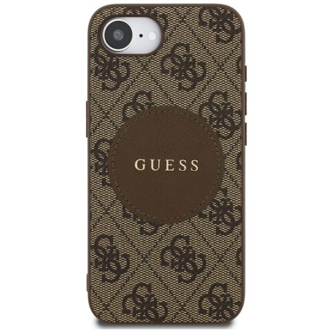 Guess 4G Circle Classic Logo MagSafe - Etui do iPhone 16e (brązowy) Guess 4G Circle Classic Logo MagSafe - Etui do iPhone 16e (brązowy)