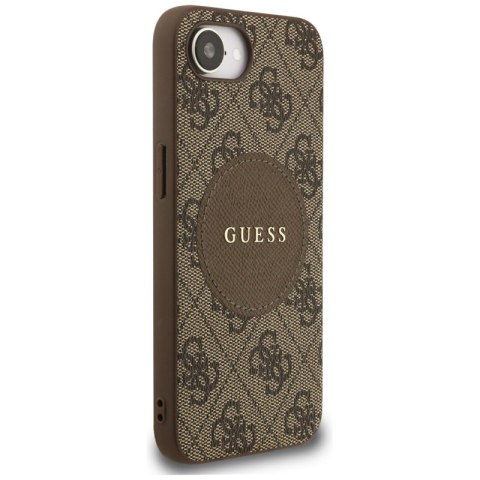 Guess 4G Circle Classic Logo MagSafe - Etui do iPhone 16e (brązowy) Guess 4G Circle Classic Logo MagSafe - Etui do iPhone 16e (brązowy)