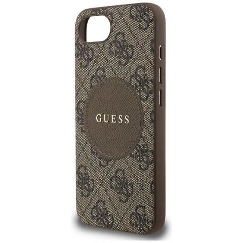 Guess 4G Circle Classic Logo MagSafe - Etui do iPhone 16e (brązowy) Guess 4G Circle Classic Logo MagSafe - Etui do iPhone 16e (brązowy)