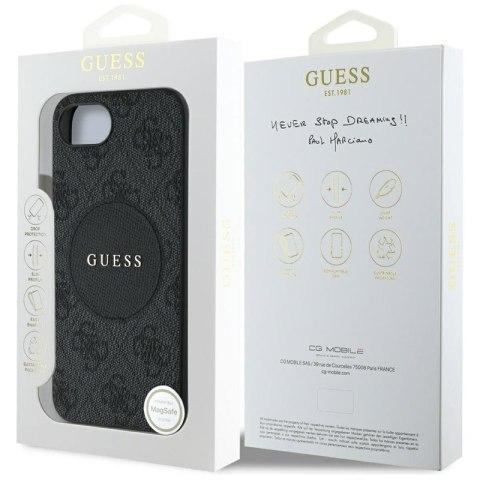 Guess 4G Circle Classic Logo MagSafe - Etui do iPhone 16e (czarny) Guess 4G Circle Classic Logo MagSafe - Etui do iPhone 16e (czarny)
