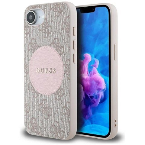 Guess 4G Circle Classic Logo MagSafe - Etui do iPhone 16e (różowo) Guess 4G Circle Classic Logo MagSafe - Etui do iPhone 16e (różowo)