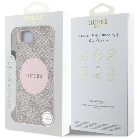 Guess 4G Circle Classic Logo MagSafe - Etui do iPhone 16e (różowo) Guess 4G Circle Classic Logo MagSafe - Etui do iPhone 16e (różowo)