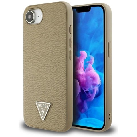 Guess Grained Triangle MagSafe - Etui do iPhone 16e (brązowy) Guess Grained Triangle MagSafe - Etui do iPhone 16e (brązowy)